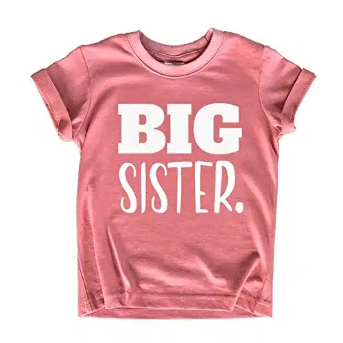 Big Sister Shirt Big Sister Announcement Toddler Shirts Promoted to Girls Outfit (White on Mauve, onths)