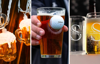 Beer Mug String Lights, BenShot Pint Glass with Real Golf Ball, Engraved Beer Glasses