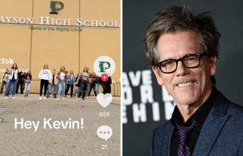 Payson High School students and Kevin Bacon