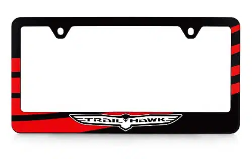 Jeep Trailhawk UV Printed Black Plastic License Plate Frame   Trailhawk Wing Logo