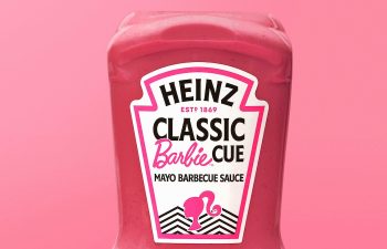 a bottle of Heinz Classic pink Barbie-cue sauce