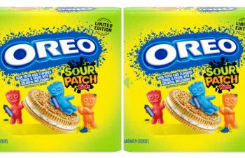 two packs of oreo sour patch kids cookies